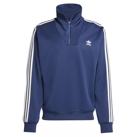 Adidas Blue Quarter-Zip Jacket with White Stripes - Picture 2 of 9